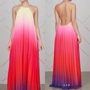 Ombré pleated maxi dress